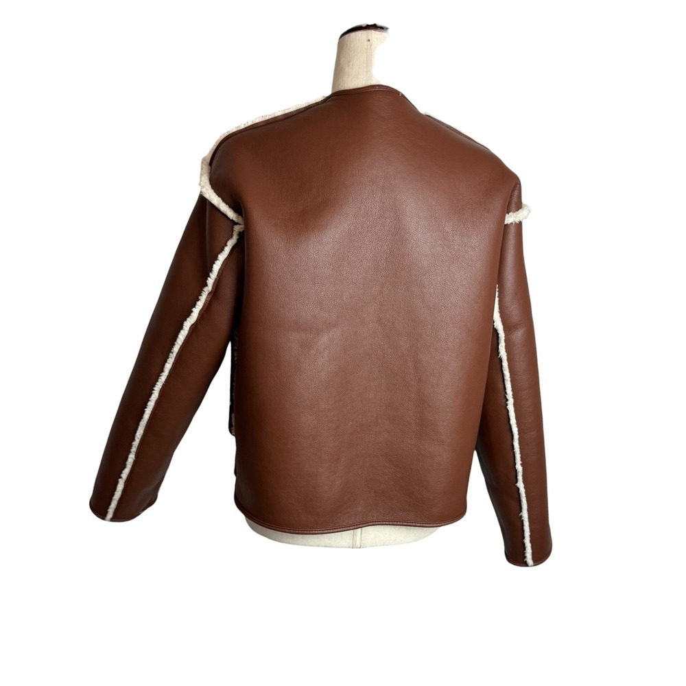 Splendid x Cella Jane Reversible Faux Shearling Toggle Jacket Brown Cream Womens - Picture 11 of 13
